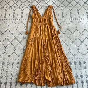 MINKPINK Burnt Orange Pleated Tiered Maxi